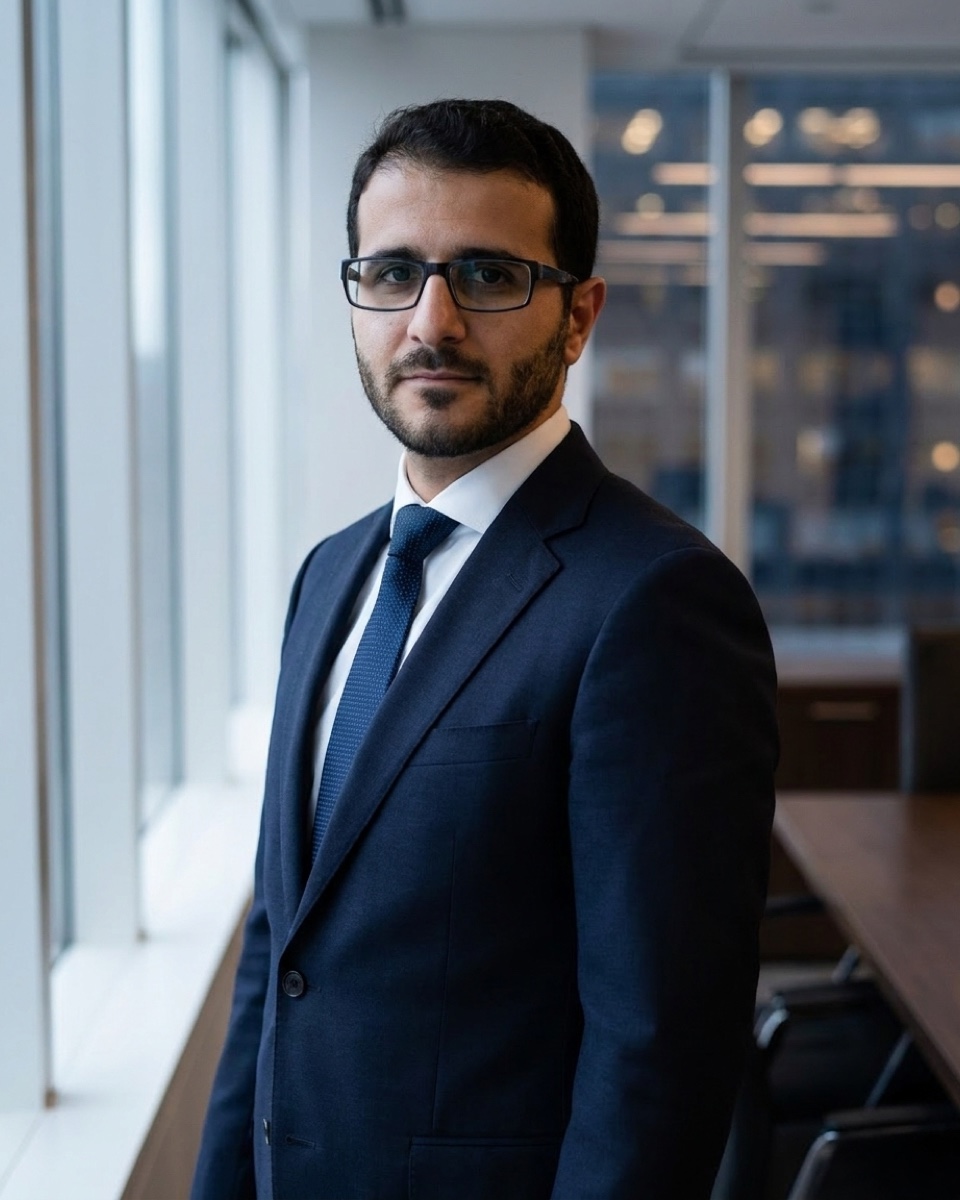 Portrait professionnel homme en costume cravate marine